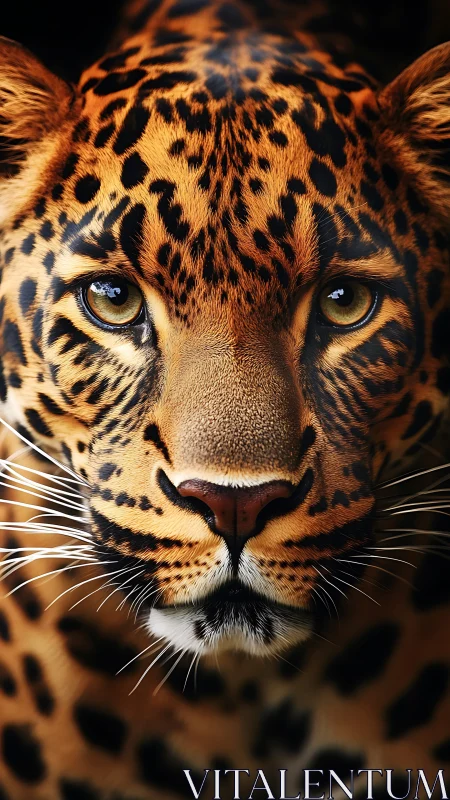 Leopard Portrait Study: Golden-Ochre Rosette Markings with Penetrating Feline Gaze