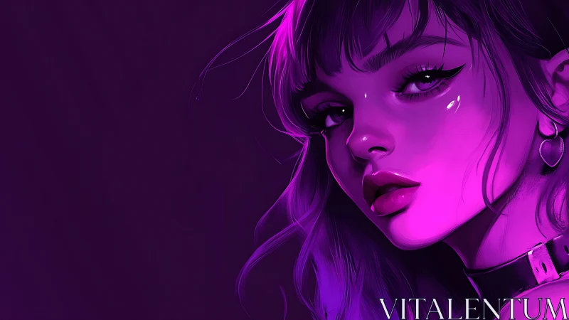 Close-up digital portrait in magenta and violet tones.
