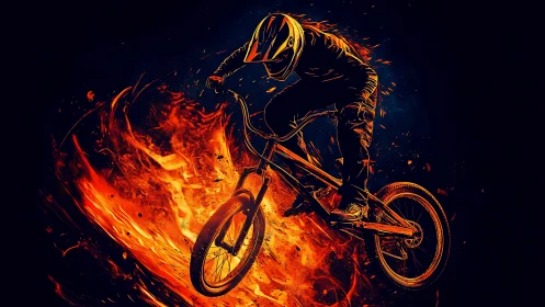 Pyro-Cyclist: Blazing Through Inferno's Edge.