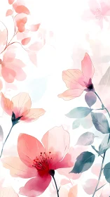Watercolor Floral Composition with Soft Pink Blooms.