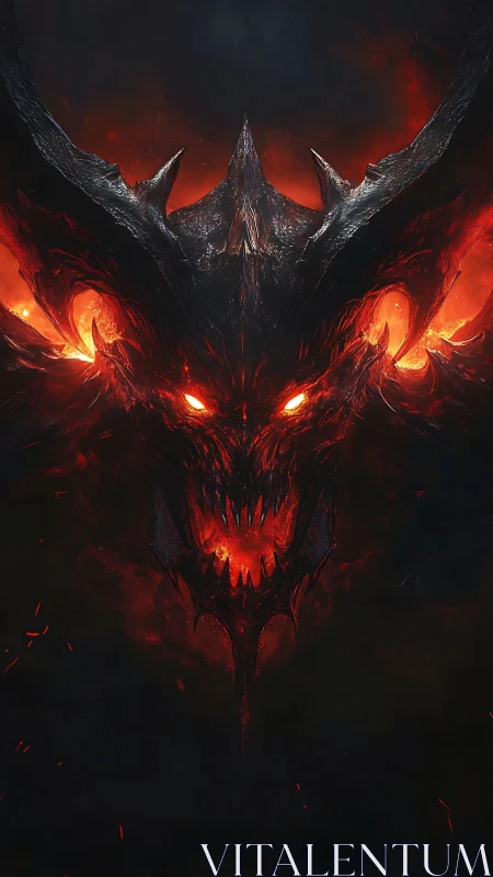 Volcanic infernal visage with molten horned exoskeleton geometry.