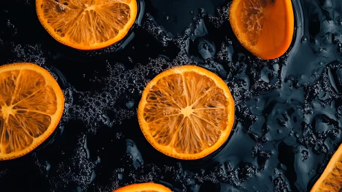 Citrus constellations drifting across inky carbonated night.