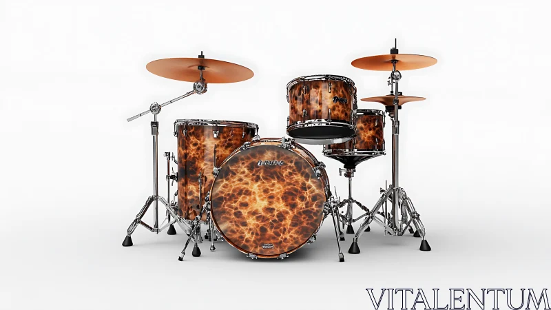 Fiery Percussion: A Modern Drum Kit Ready to Rock.