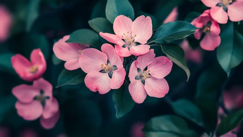 Delicate Rose Petals Dancing in Teal Paradise.