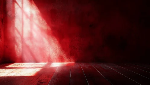 Red interior with window light across wall and floor plane.