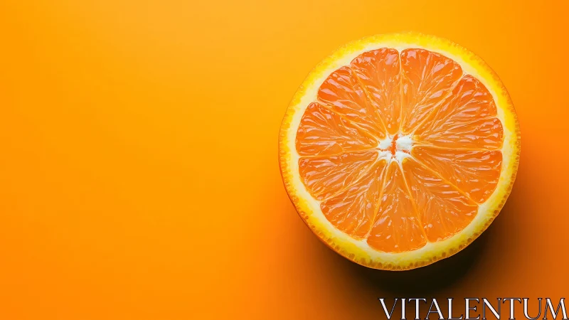 Sunlit orange half glows with juicy color on bold backdrop