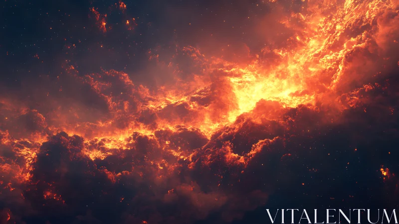 Dramatic Fiery Sky with Glowing Clouds at Dusk