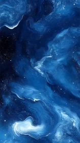 Midnight nebula swirls painted in deep celestial blues.