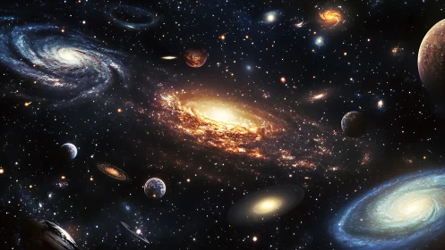 Luminous galactic cluster renders multidimensional cosmic depth