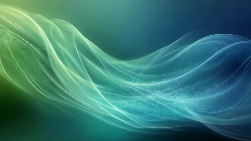 Whispering teal lightwaves drift across a twilight ocean.