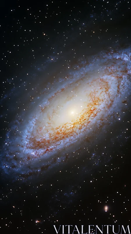 Spiral galaxy core glows through dense starfield dust