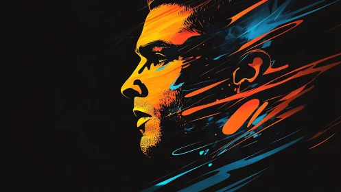 Electric daydream portrait in streaks of fire and light.