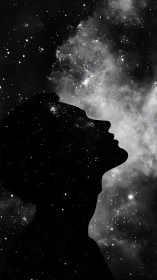 Starborn silhouette drinking in the quiet roar of cosmos.