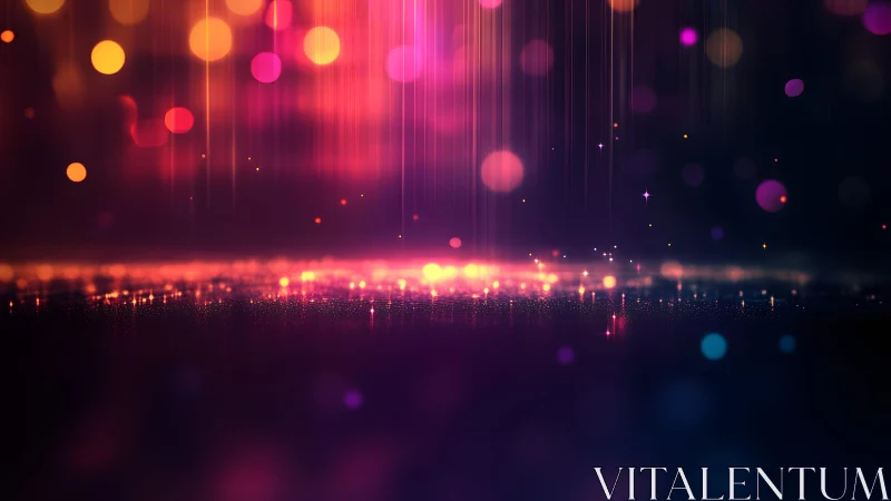 Vibrant abstract bokeh lights with glowing reflections, digital art.