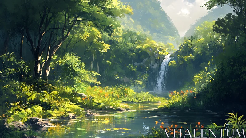 Enchanted Valley Where Waterfalls Meet Sunlight.