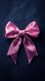 Pink Silk Bow Against Dark Textured Background.