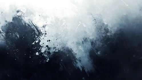 Abstract Ocean Wave in Monochrome Style Digital Painting.