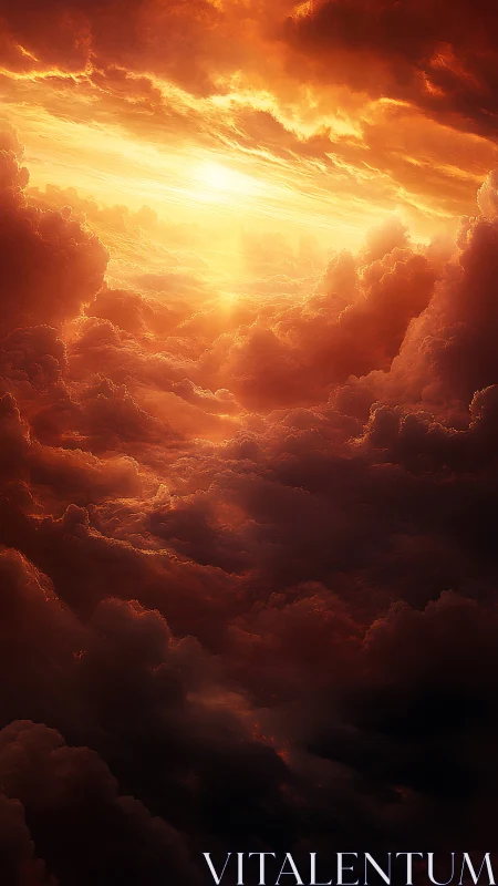 Glowing sunset clouds opening a dreamy sky passageway.