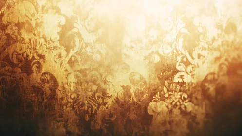 Vintage damask gold texture with distressed gradient finish.