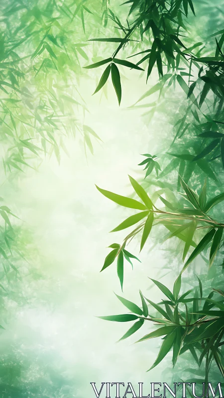 Vertical bamboo canopy study with soft atmospheric gradients.