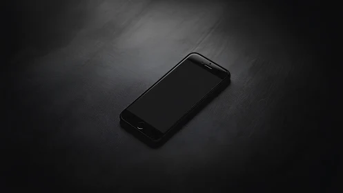 Black iOS Smartphone with Dark Textured Background Setup