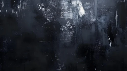 Dark abstract painting with textured brushstrokes and dramatic tones.