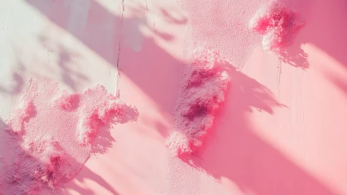 Textured pink surface with raised foam clusters and shadows.
