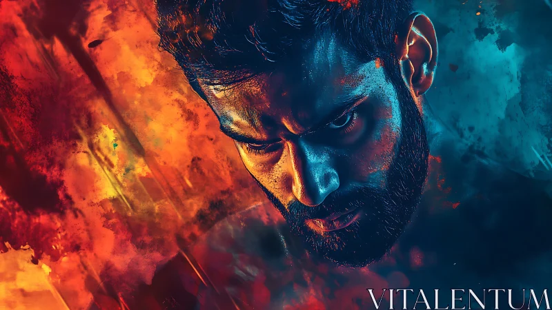 Male portrait with dual tone abstract light background.