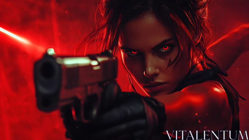 Cyberpunk assassin portrait with red neon tactical lighting.