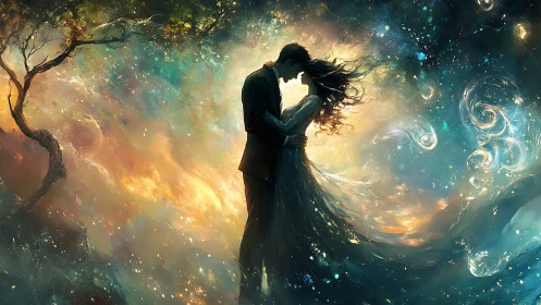Celestial Embrace: Where Love Ignites the Cosmos.