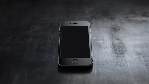 Silver smartphone resting on gritty industrial concrete surface