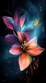 Luminescent Digital Flower with Neon Gradients