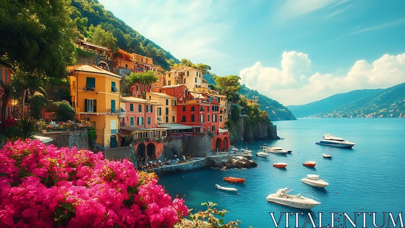 Cinque Terre Coastal Village: Chromatic Architecture on Mediterranean Cliffsides.