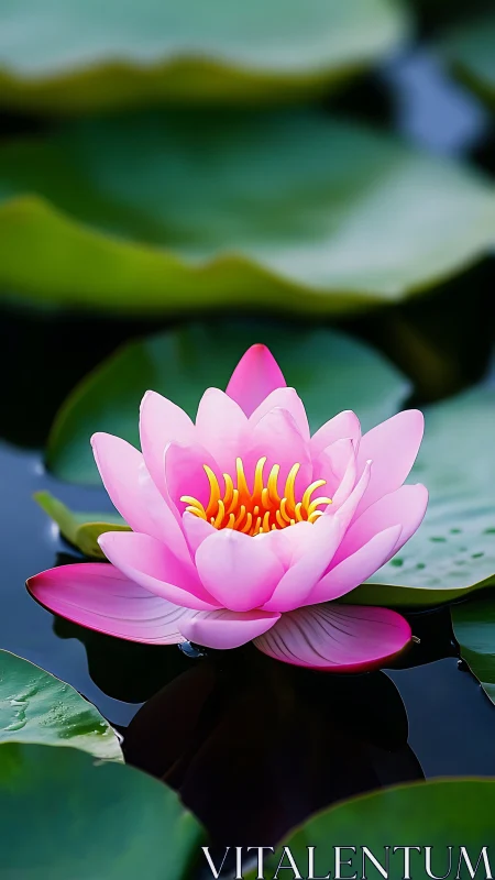 Waterlily whispers softly while neon petals crown the pond