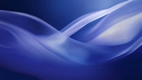 Flowing Blue Fabric Waves in Abstract Minimalist Style.