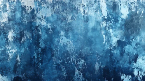 Abstract blue textured painting with cool tones and modern style.