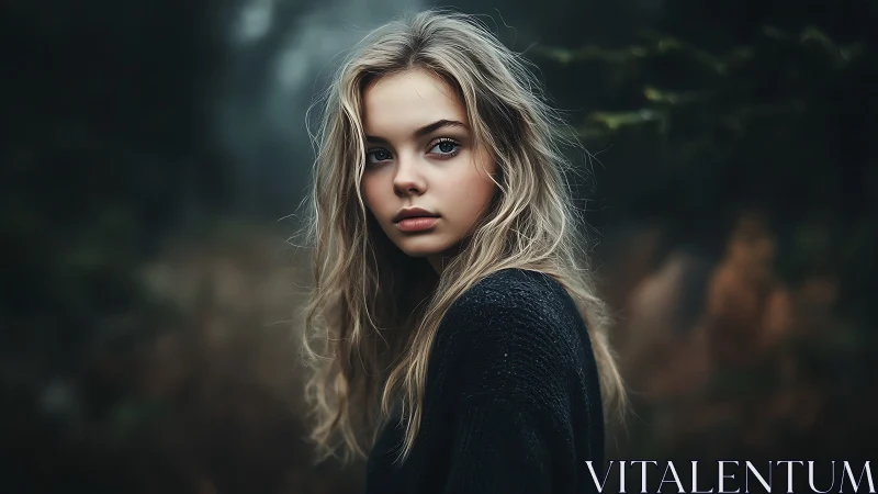 Soft-lit forest portrait isolates subject with cinematic depth