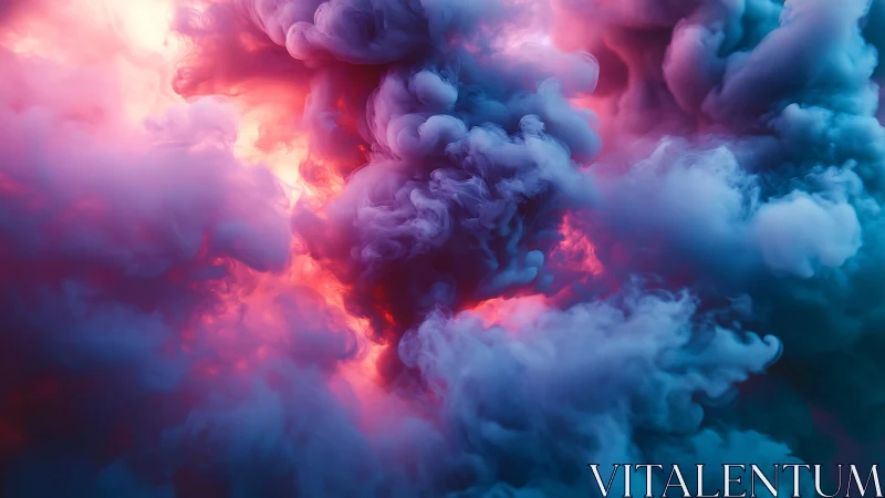 Neon storm cloud plumes in surreal abstract digital art.