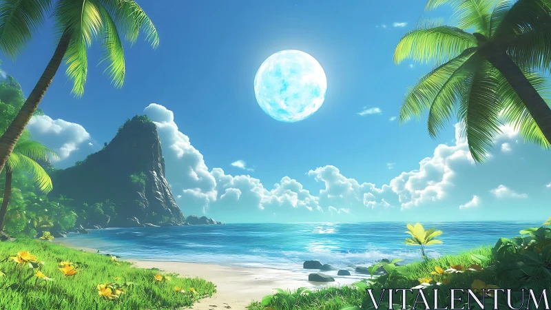 Tropical Paradise Under the Azure Moon.