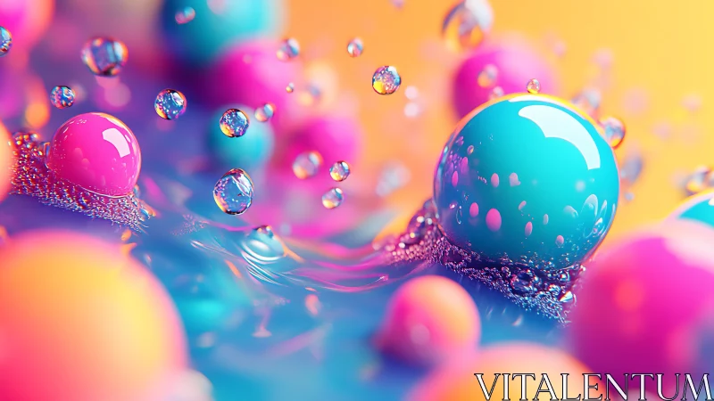 Vibrant macro spheres rendered with glossy 3D fluid dynamics