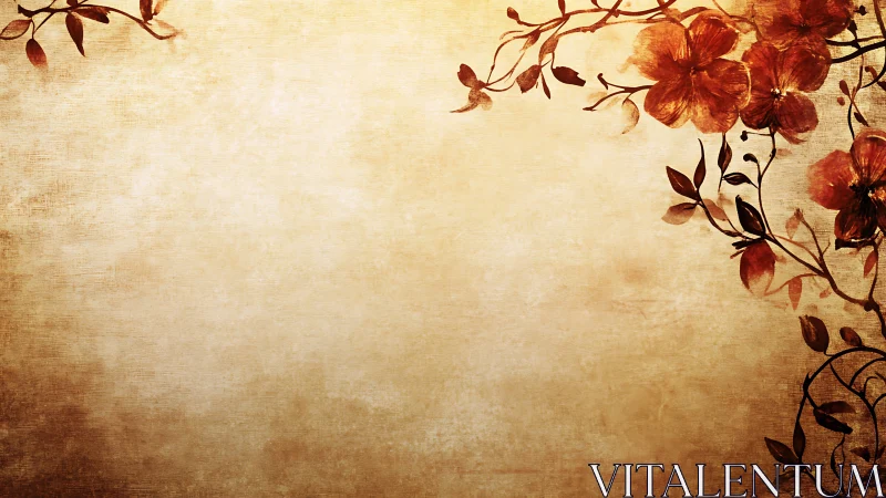 Soft vintage floral corner with warm golden backdrop.