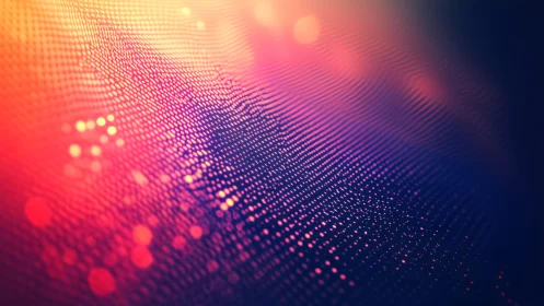 Abstract digital wave of glowing dots in vibrant neon colors.