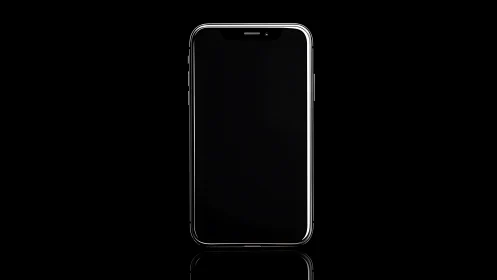 Minimalist Smartphone Outline Against Black Void.