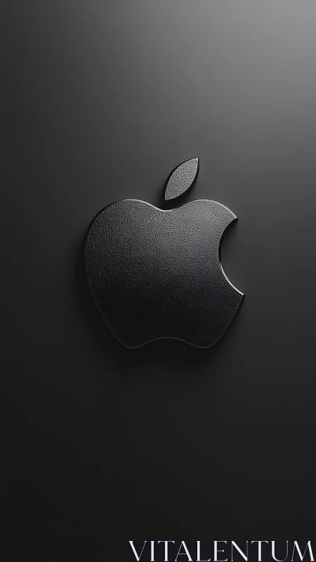 Apple Logo Textured in Metallic Black with Subtle Lighting Effects.