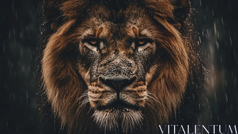 Majestic male lion portrait rendered in moody low key lighting