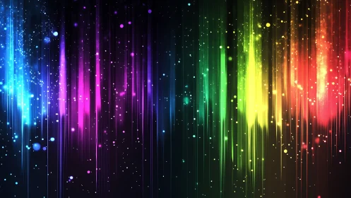 Chromatic lightfall spectrum in vertical digital abstraction.