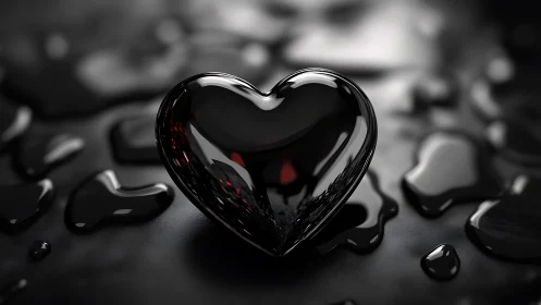 Crystalline Heart Glows Against Darkness With Molten Red Core