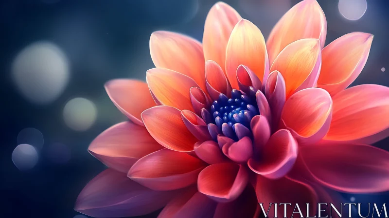 Radiant Digital Dahlia in Glowing Twilight Ambiance