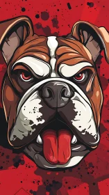 Bold bulldog illustration commands a gritty red backdrop