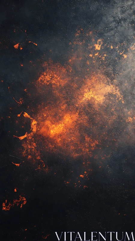 Molten orange texture on dark rough abstract background.